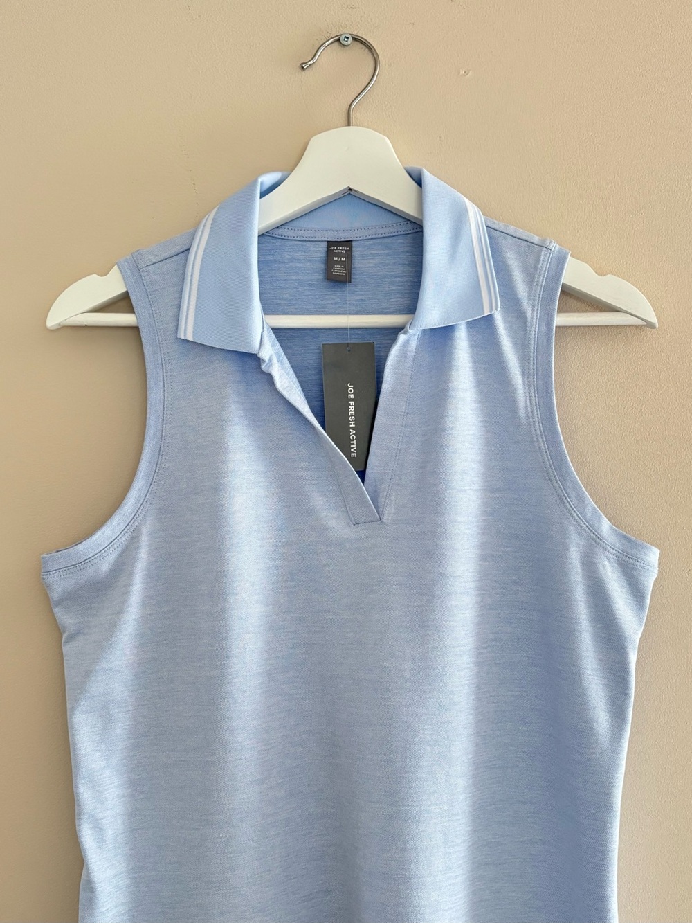 NWT Joe Fresh Blue Sleeveless Polo Tank Dress Size Medium V-Neck Casual Summer - Picture 1 of 17